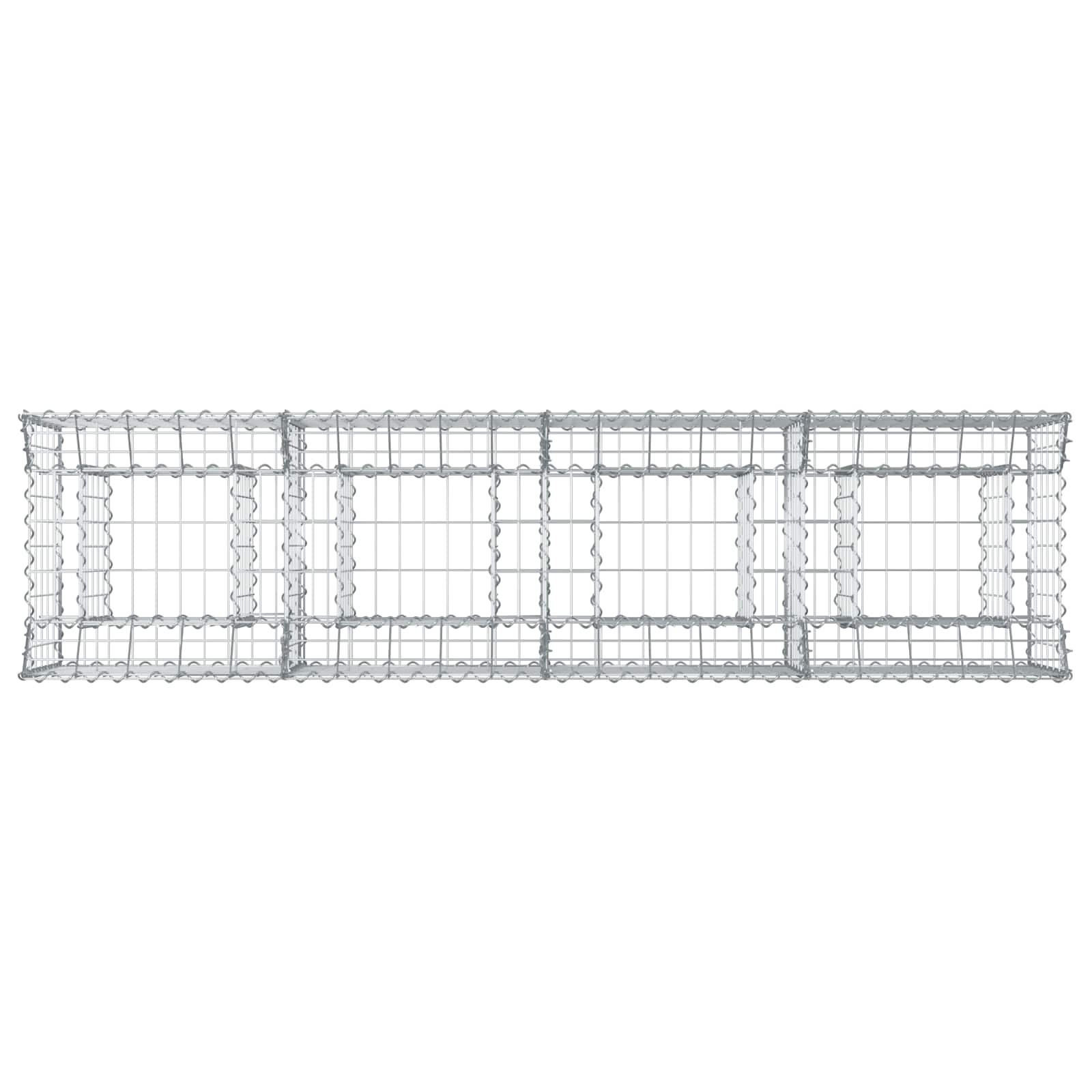 Letto rialzato in gabbione Argento 200x50x60 cm
