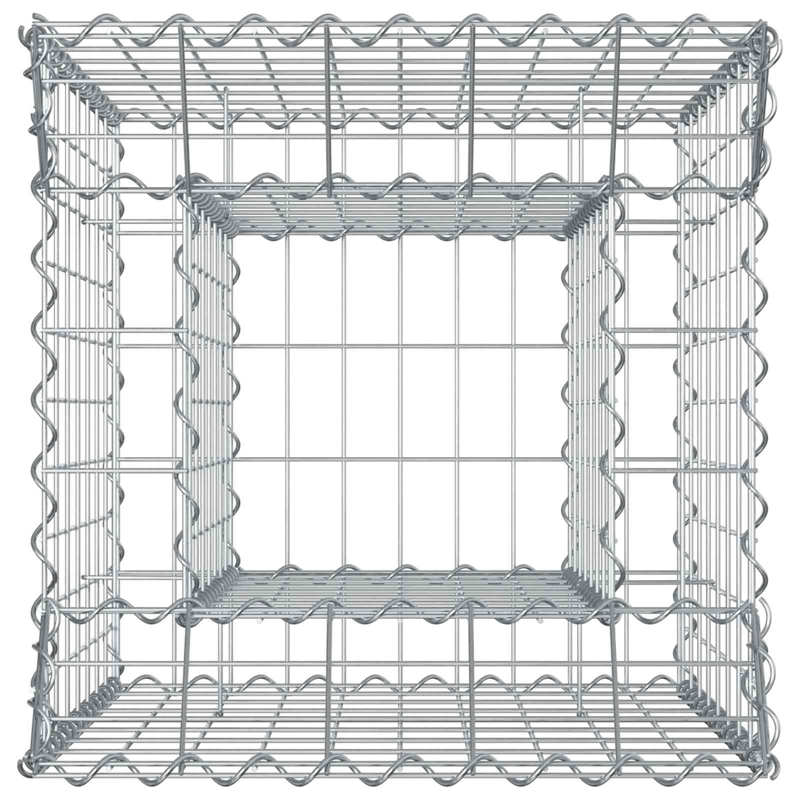 Letto rialzato in gabbione Argento 50x50x80 cm