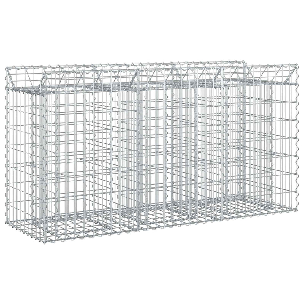 Letto rialzato in gabbione argento 150x50x80 cm - Acciaio zincato