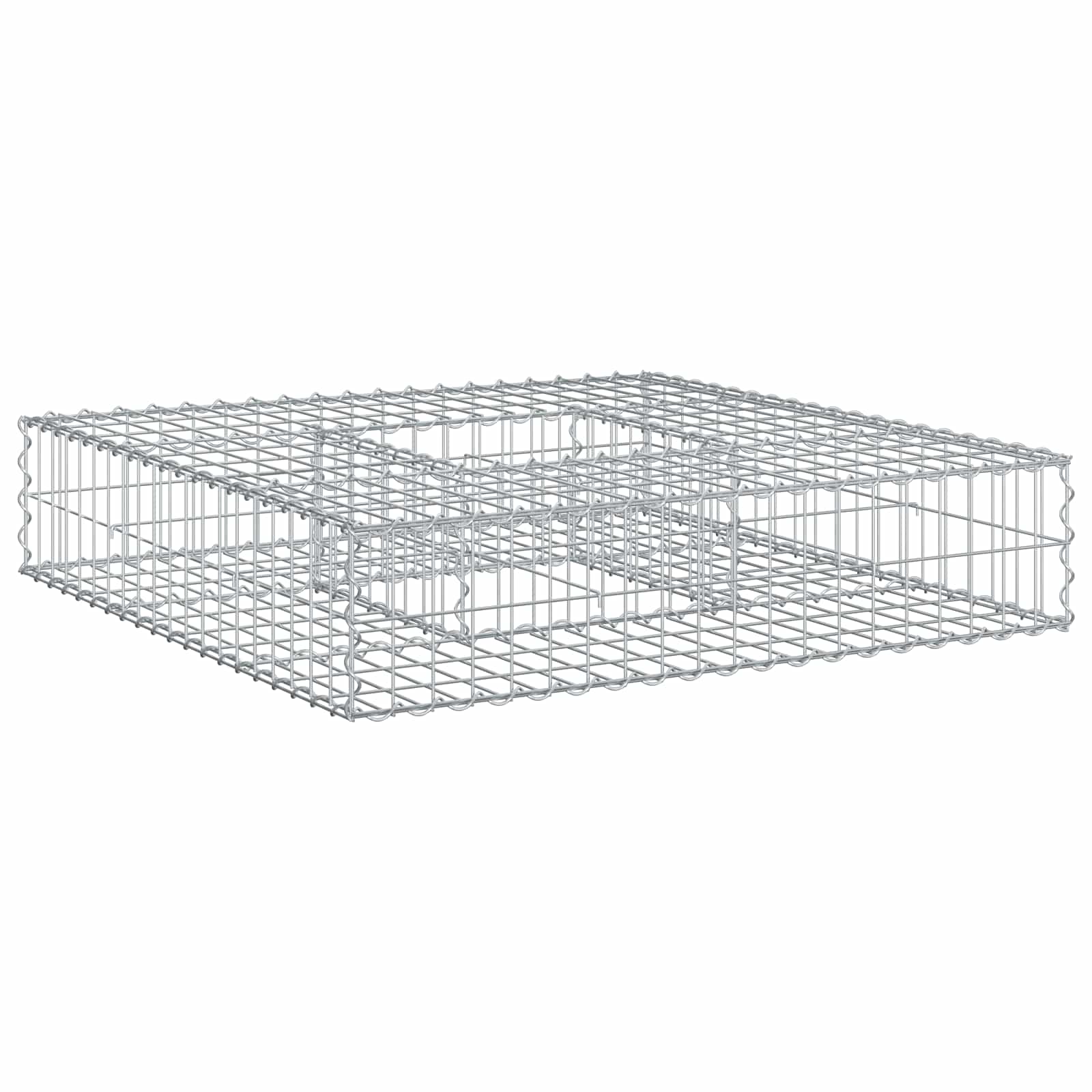 Letto rialzato in gabbione acciaio zincato argento 100x100x20 cm