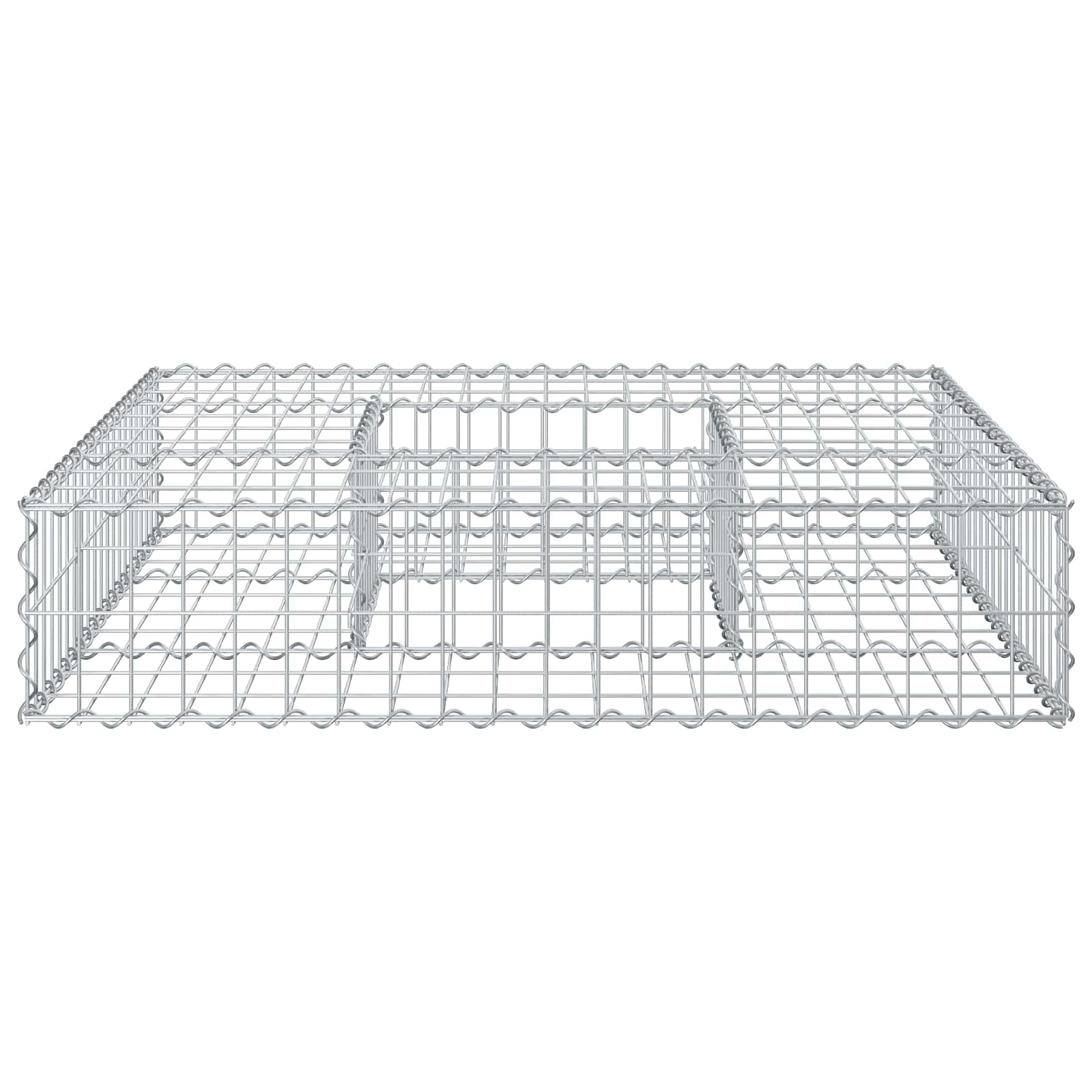 Letto rialzato in gabbione acciaio zincato argento 100x100x20 cm