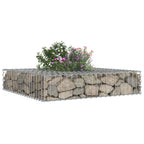 Letto rialzato in gabbione acciaio zincato argento 100x100x20 cm