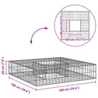 Letto rialzato in gabbione acciaio zincato argento 100x100x20 cm