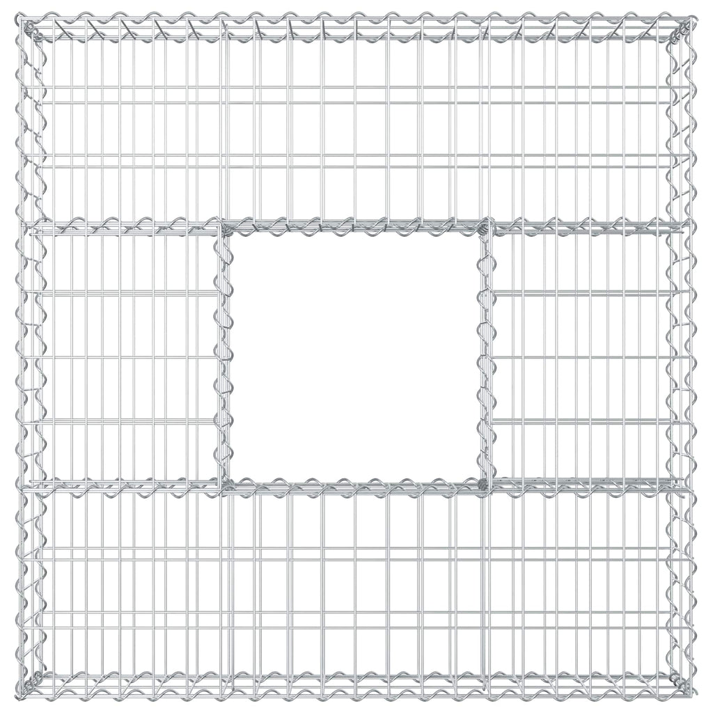 Letto rialzato in gabbione acciaio zincato argento 100x100x20 cm