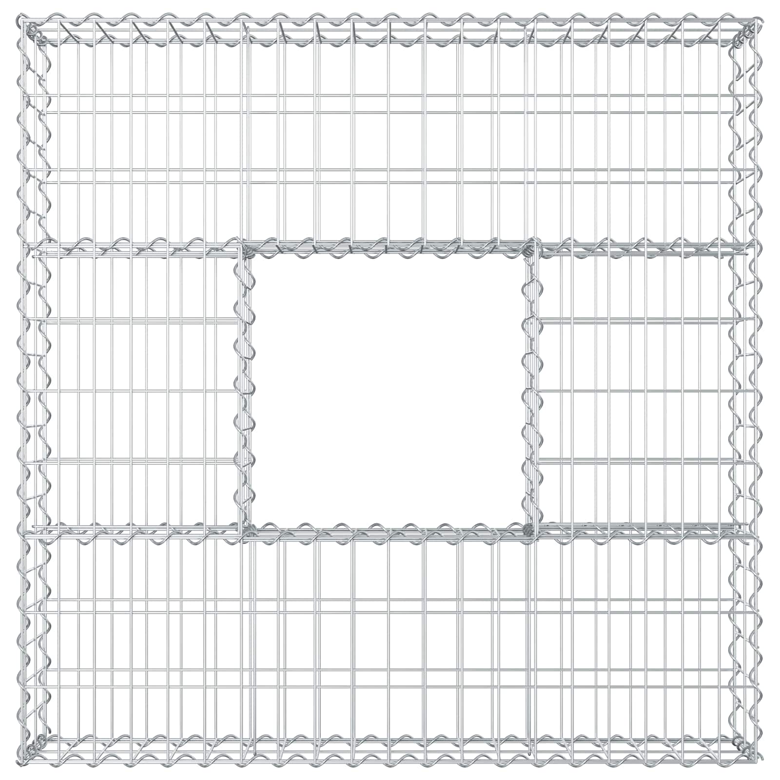 Letto rialzato in gabbione acciaio zincato argento 100x100x20 cm