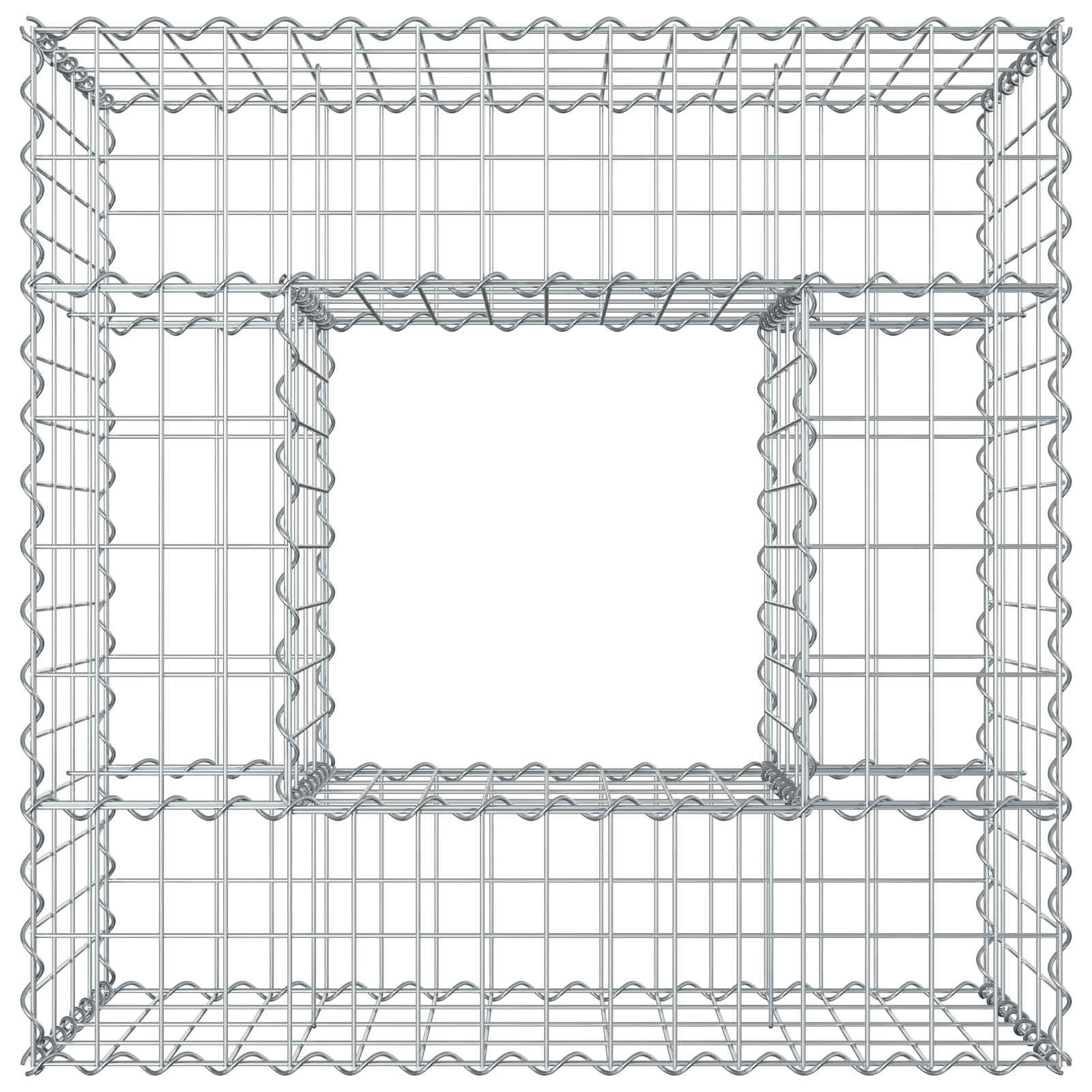 Letto rialzato in gabbione Argento 80x80x40 cm