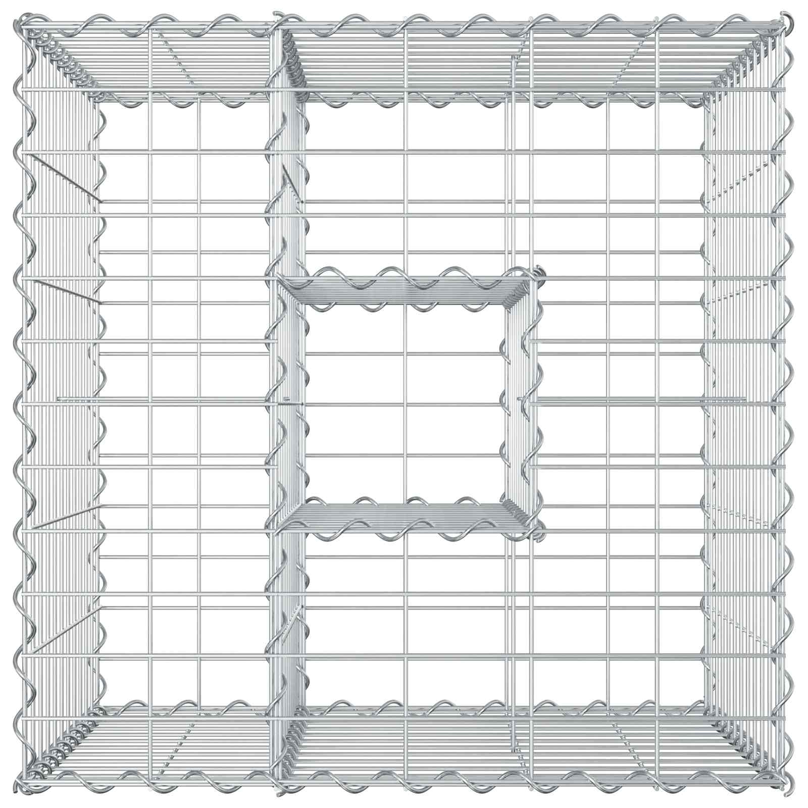 Letto rialzato in gabbione Argento 60x60x55 cm - Acciaio galvanizzato