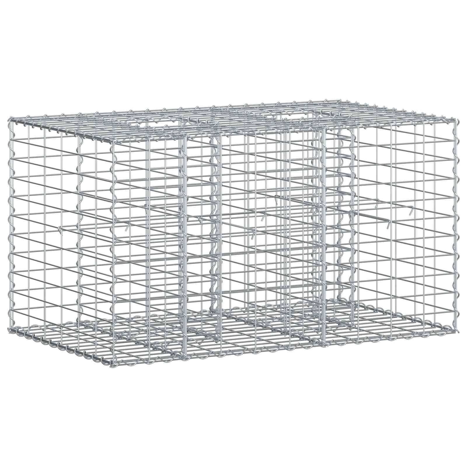 Letto rialzato in gabbione in acciaio galvanizzato Argento 100x60x55 cm