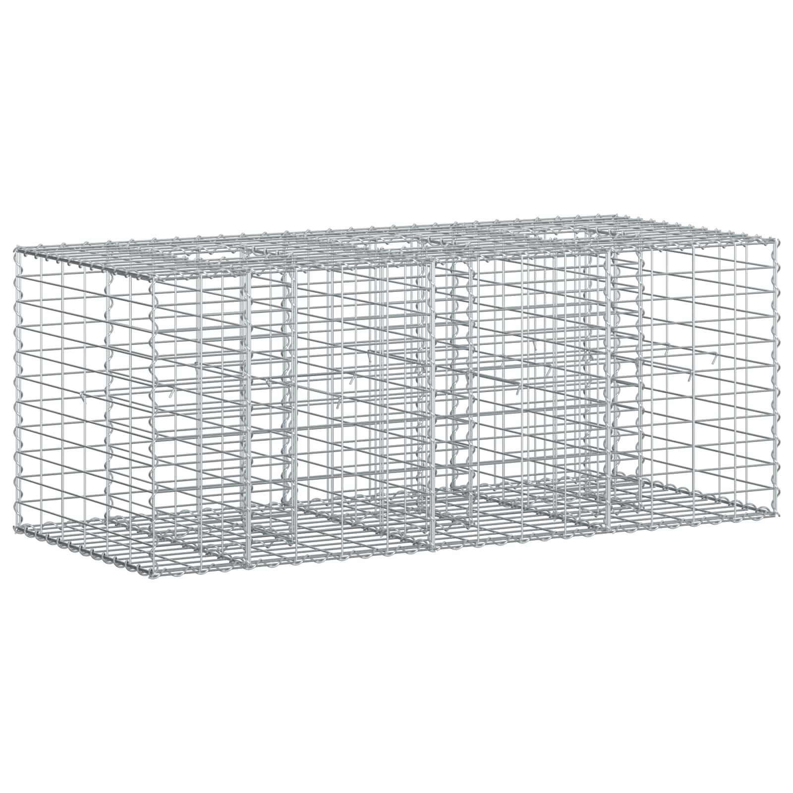 Letto rialzato in gabbione in acciaio galvanizzato Argento 140x60x55 cm