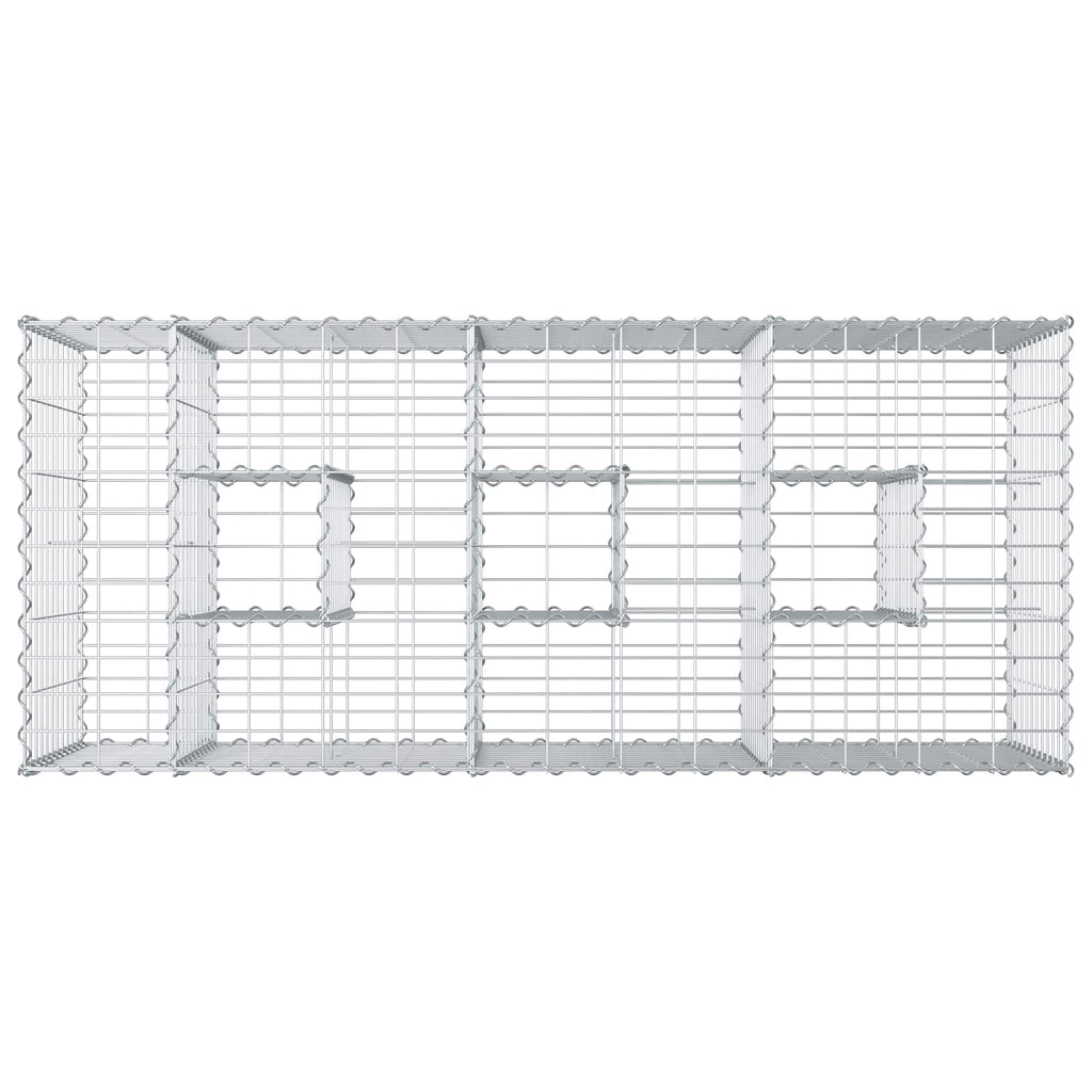 Letto rialzato in gabbione in acciaio galvanizzato Argento 140x60x55 cm