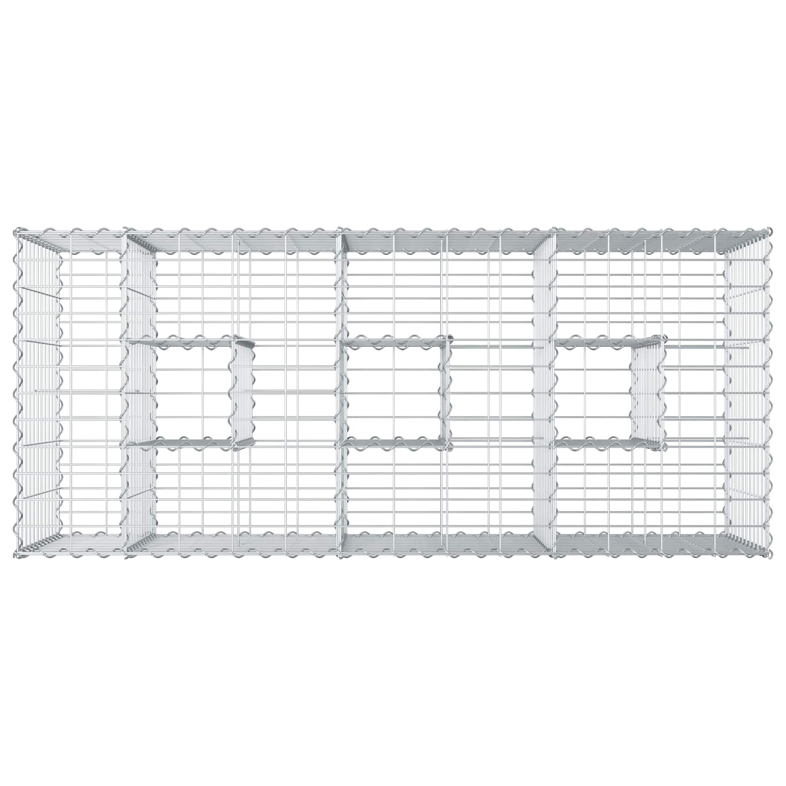 Letto rialzato in gabbione in acciaio galvanizzato Argento 140x60x55 cm