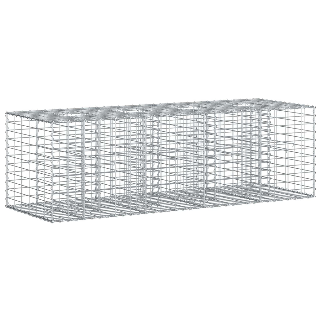 Letto rialzato in gabbione in acciaio galvanizzato 180x60x55 cm Argento