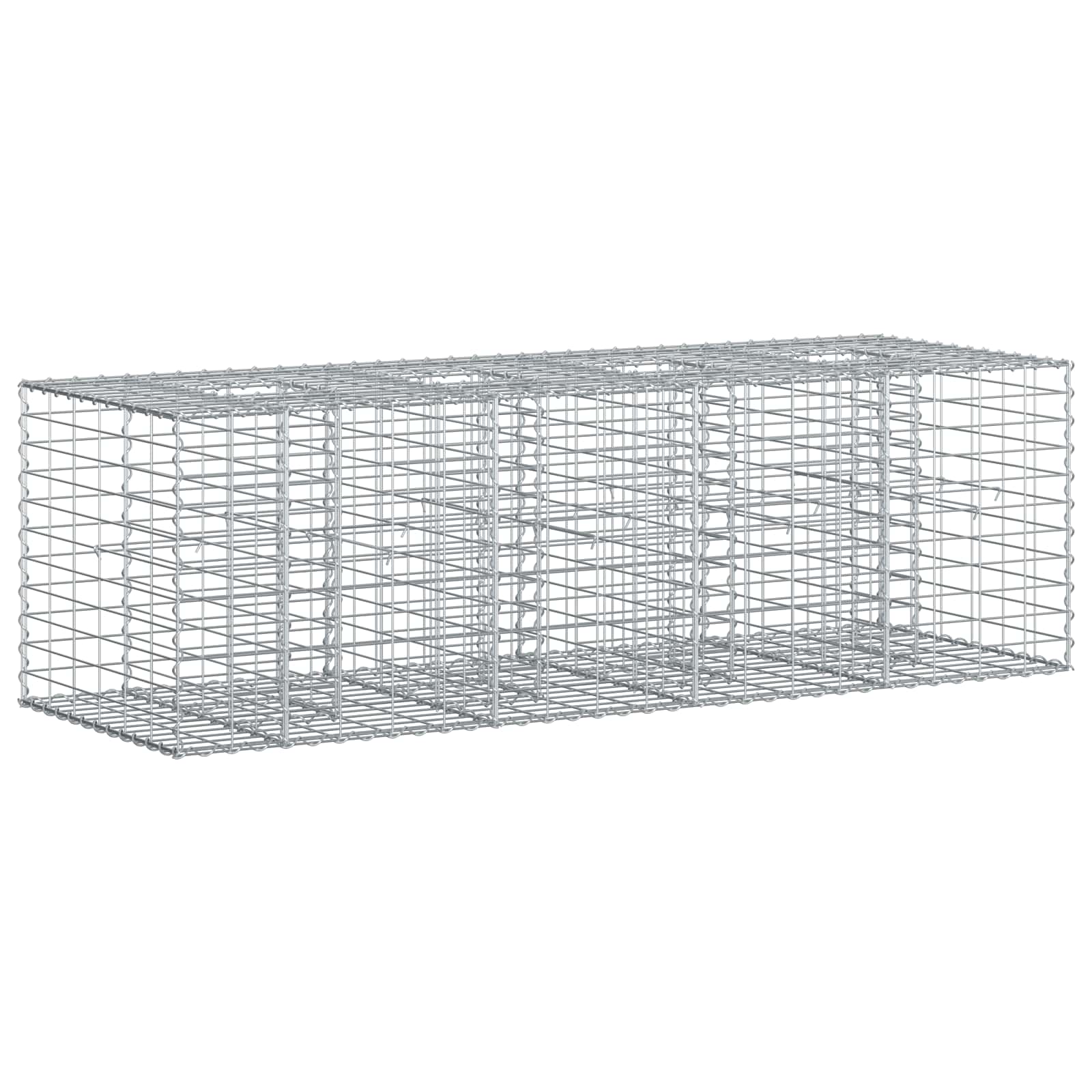 Letto rialzato in gabbione in acciaio galvanizzato 180x60x55 cm Argento