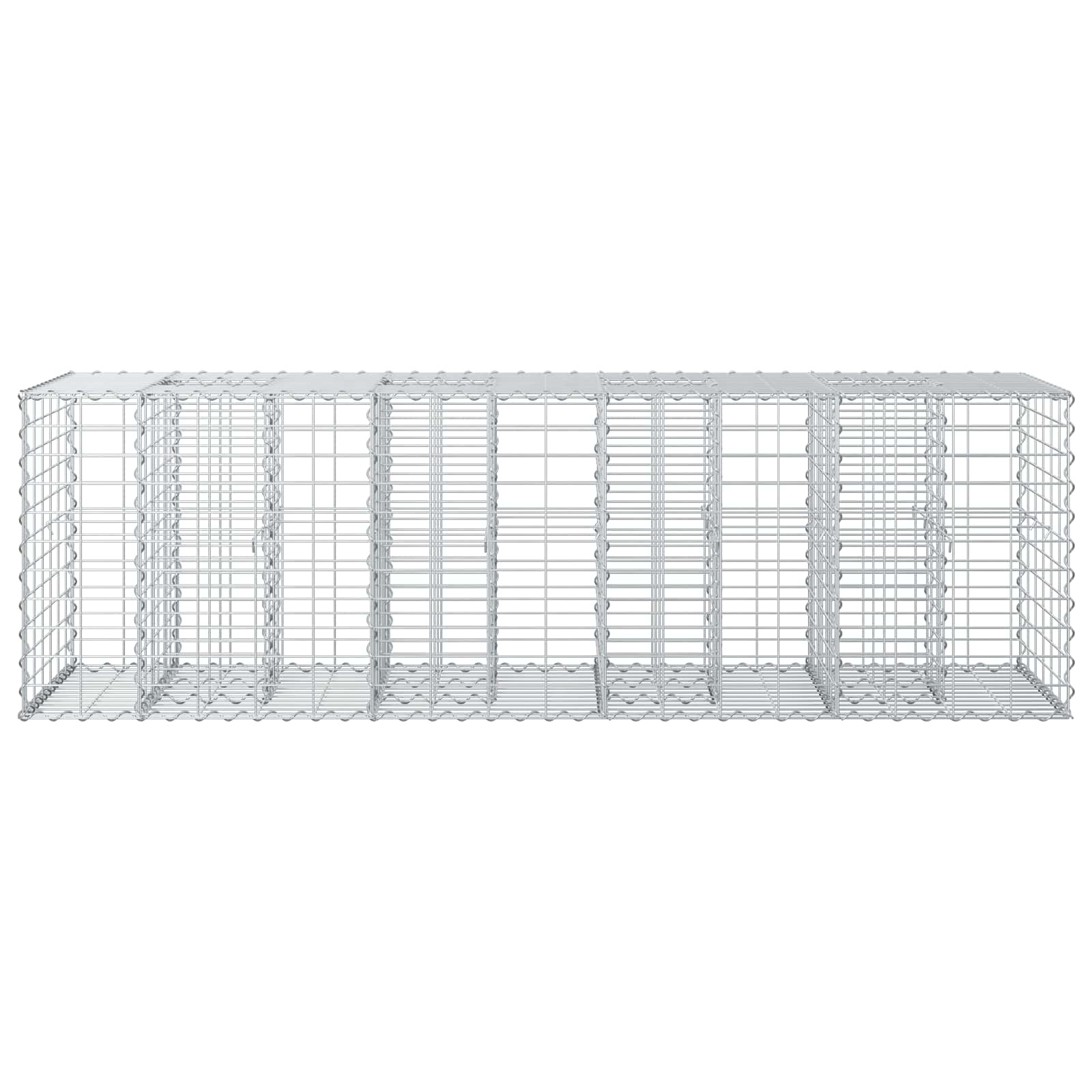 Letto rialzato in gabbione in acciaio galvanizzato 180x60x55 cm Argento