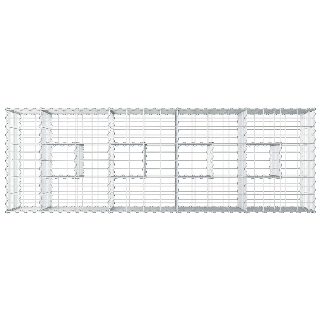 Letto rialzato in gabbione in acciaio galvanizzato 180x60x55 cm Argento