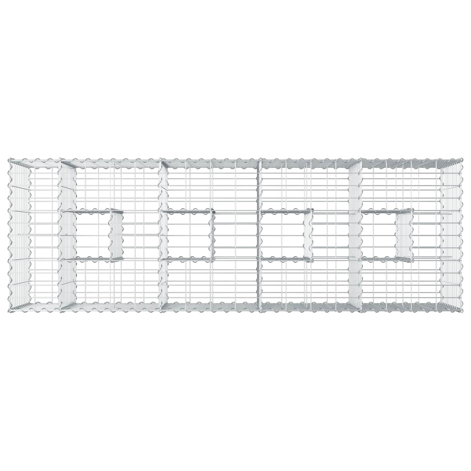 Letto rialzato in gabbione in acciaio galvanizzato 180x60x55 cm Argento