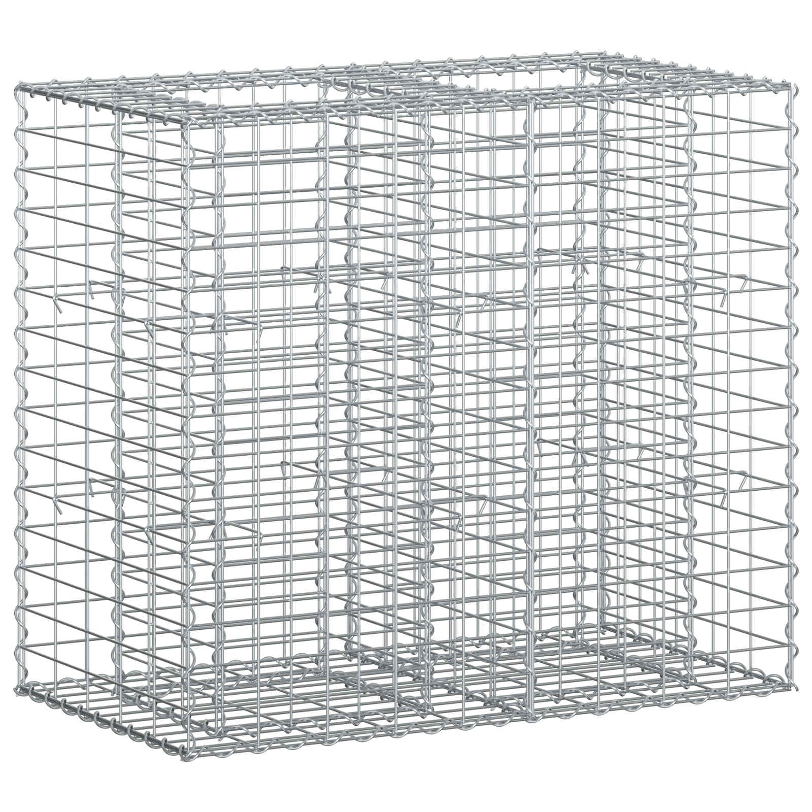 Letto rialzato in gabbione Argento 90x50x80 cm in acciaio galvanizzato