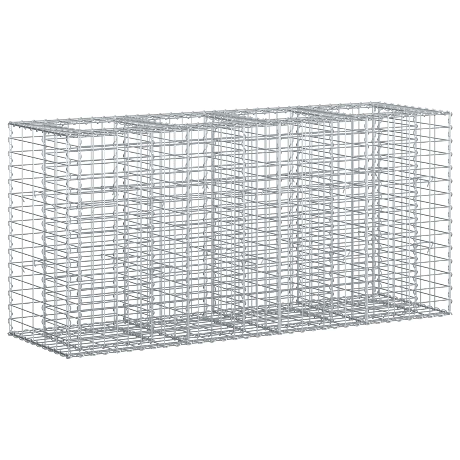 Letto Rialzato in Gabbione Argento 170x50x80 cm Acciaio Galvanizzato