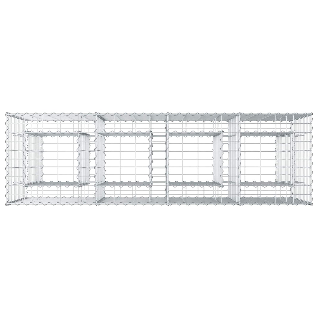 Letto Rialzato in Gabbione Argento 170x50x80 cm Acciaio Galvanizzato