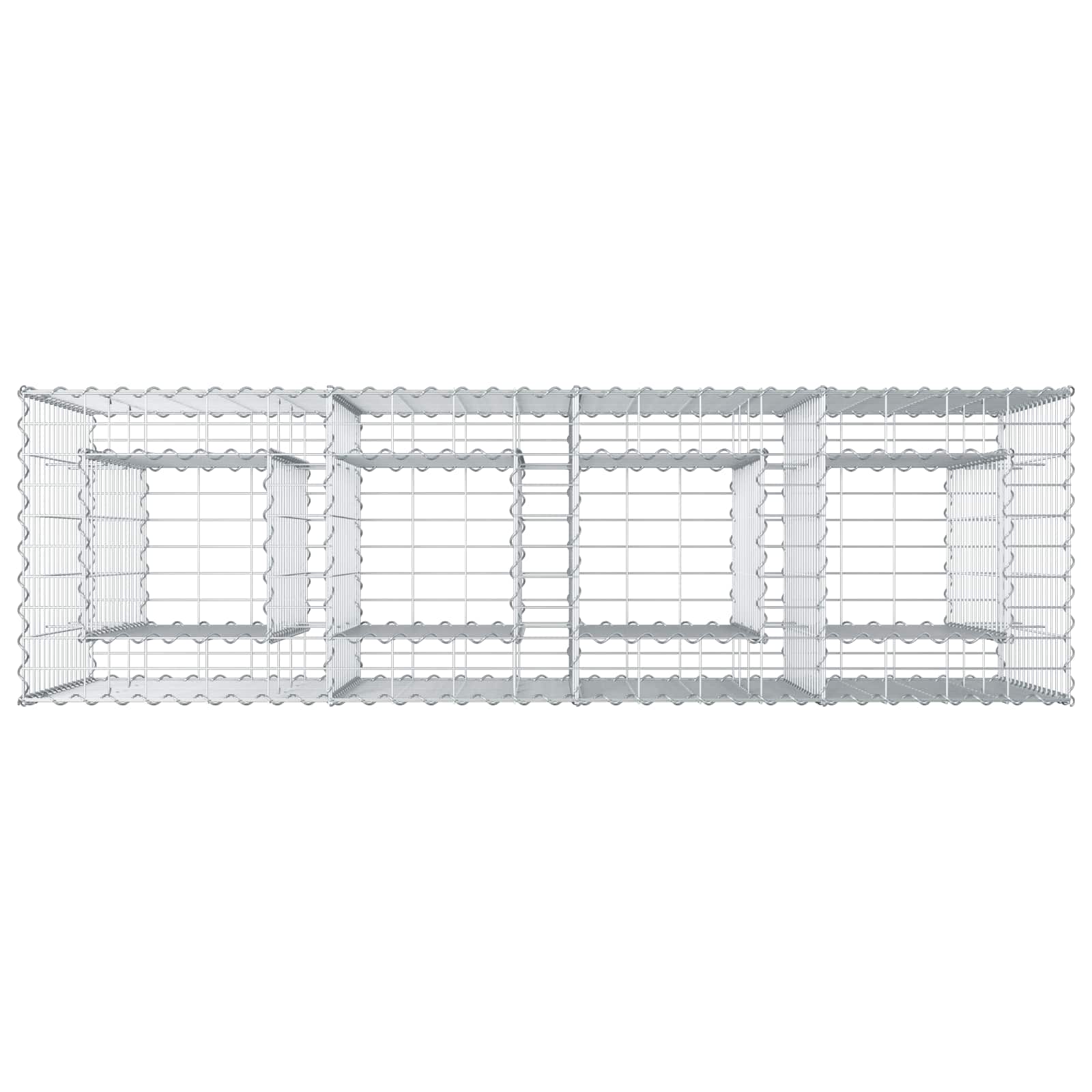Letto Rialzato in Gabbione Argento 170x50x80 cm Acciaio Galvanizzato