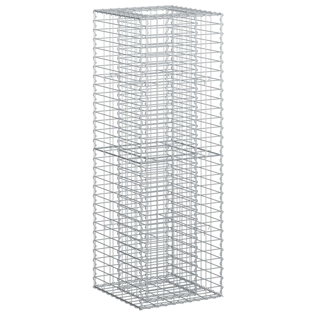 Letto rialzato in gabbione Argento 50x50x150 cm acciaio galvanizzato
