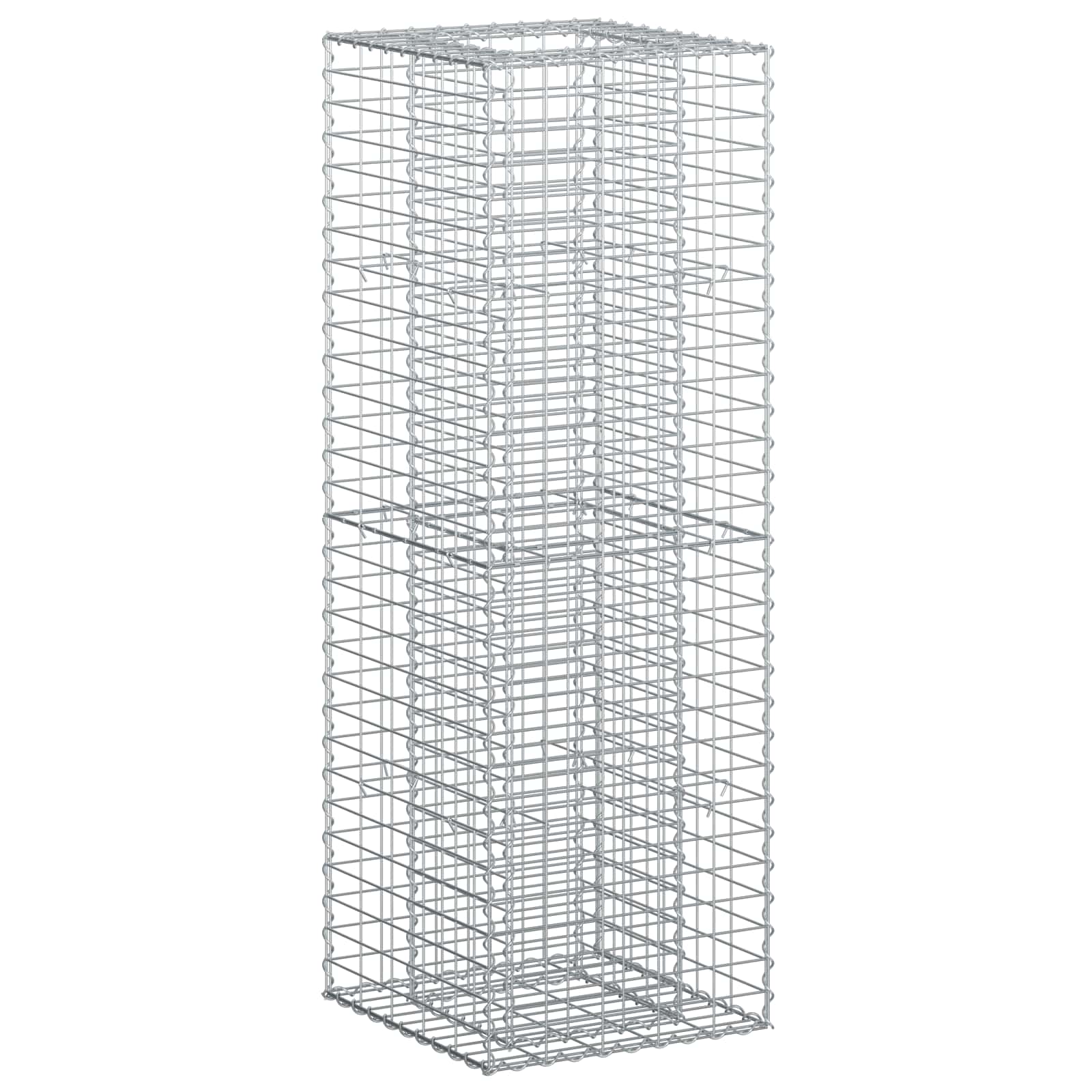 Letto rialzato in gabbione Argento 50x50x150 cm acciaio galvanizzato