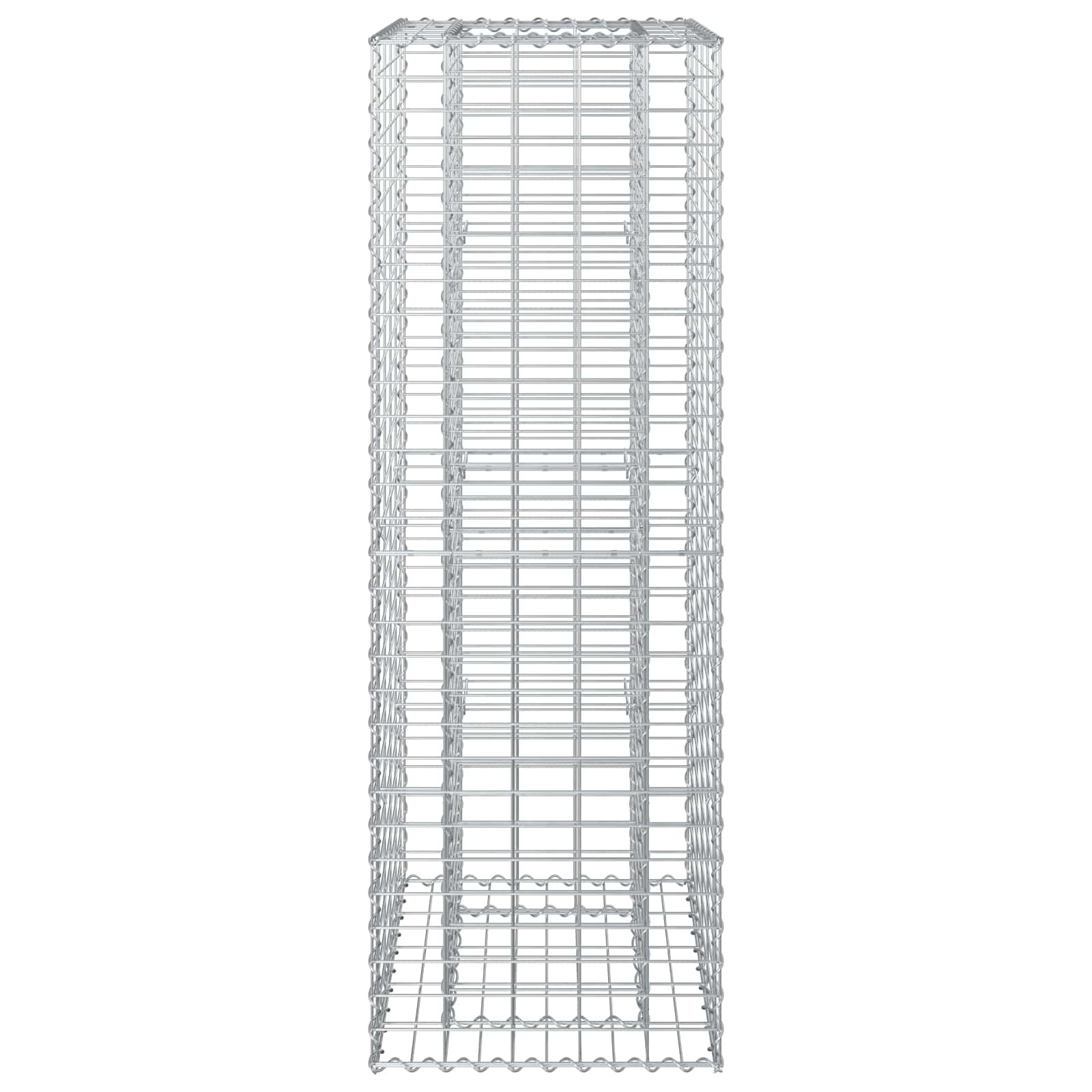 Letto rialzato in gabbione Argento 50x50x150 cm acciaio galvanizzato