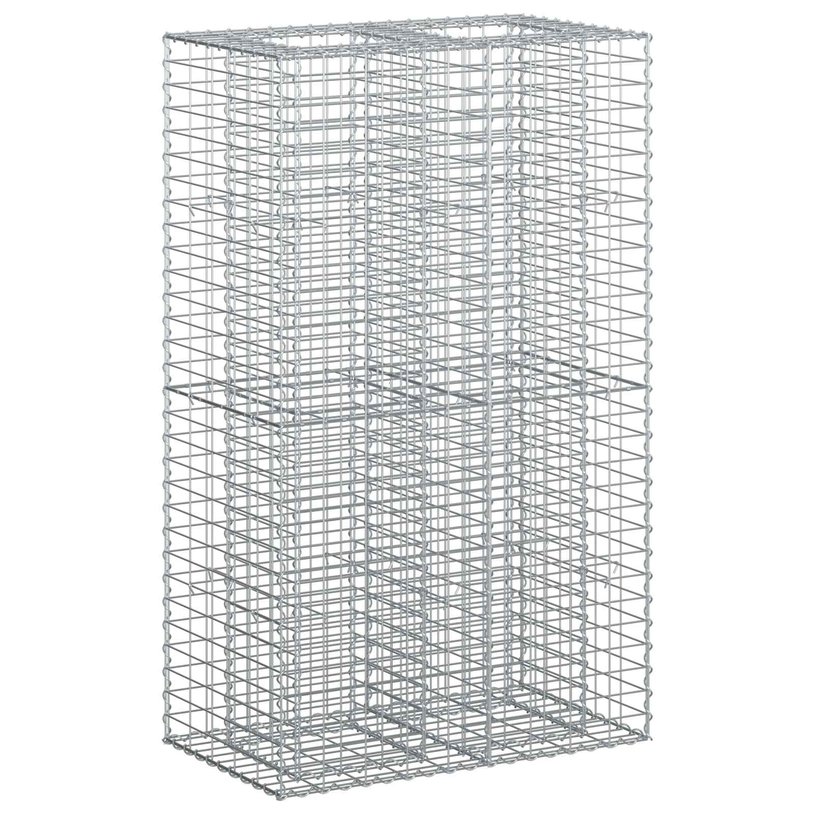 Letto rialzato in gabbione Argento 90x50x150 cm acciaio galvanizzato