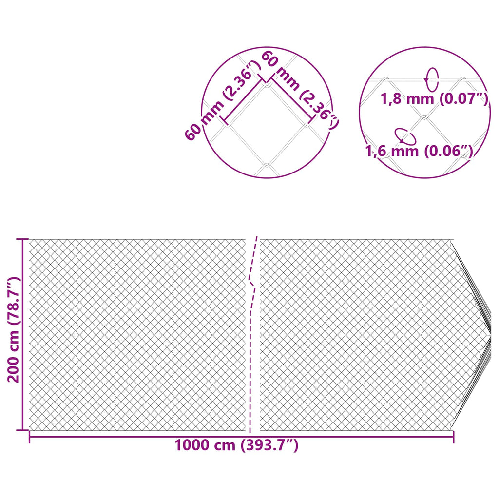 Recinzione a rete metallica galvanizzata 2 x 10 m