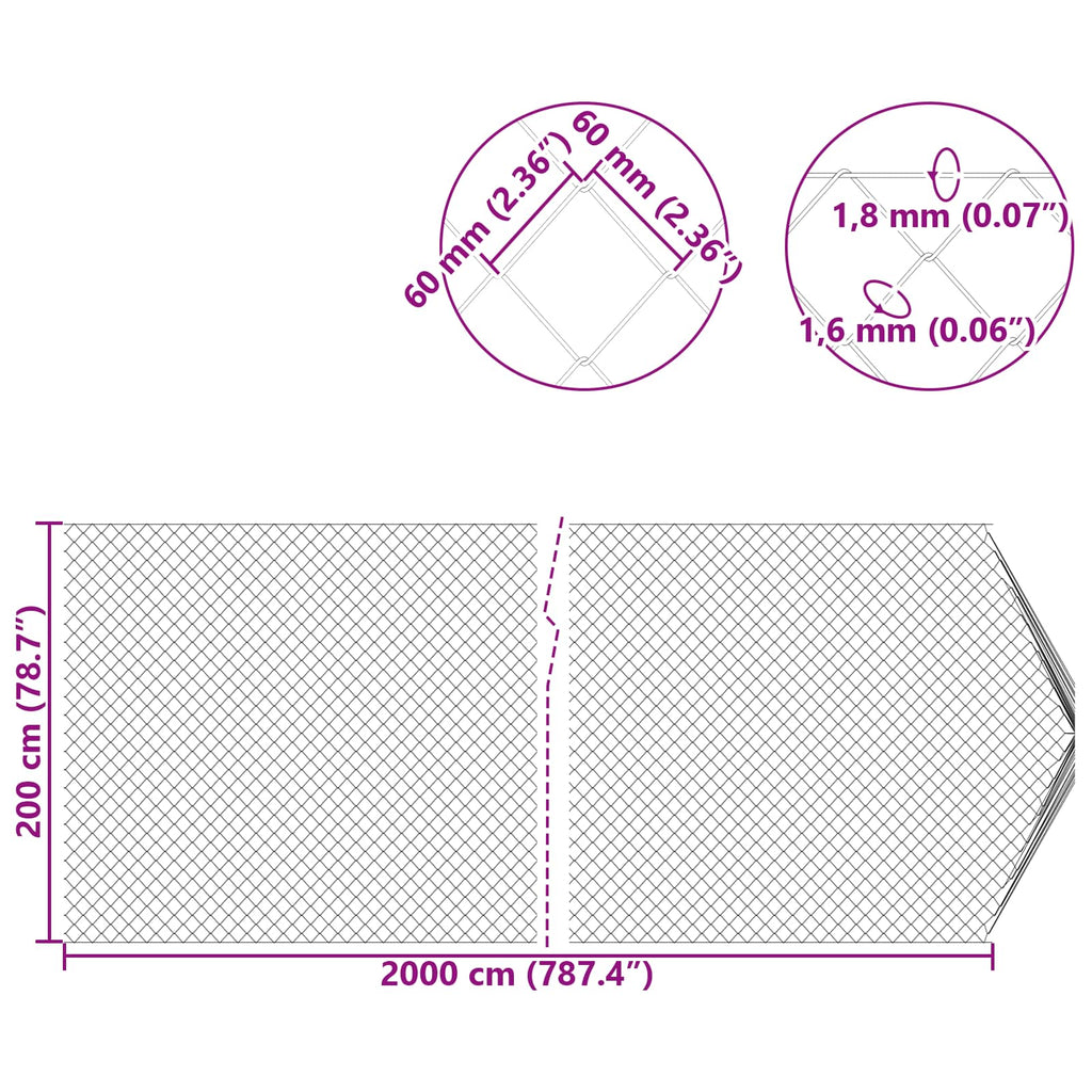 Recinzione a rete metallica galvanizzata 2 x 20 m