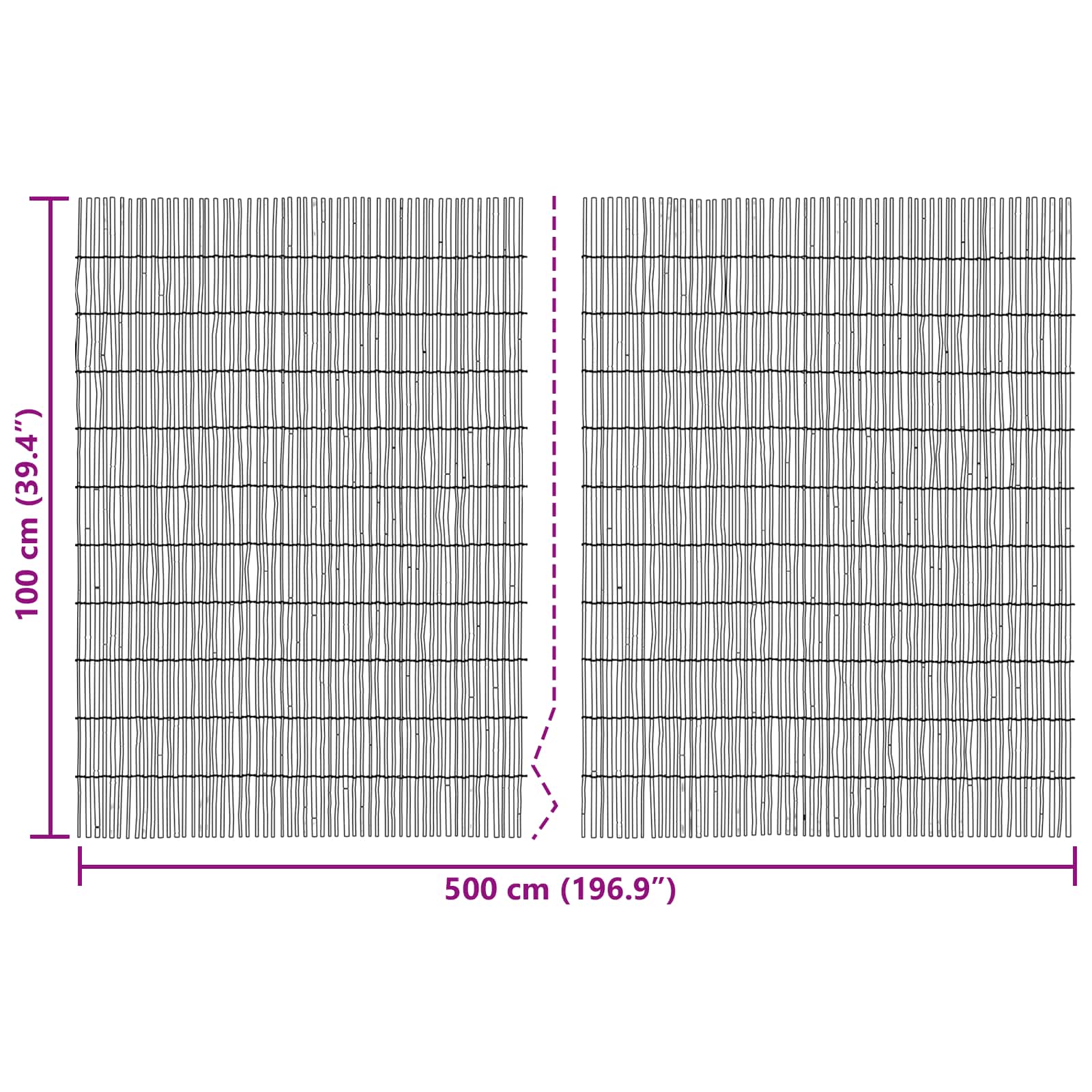 Recinzione per Giardino Carbonizzato Giunco 500 x 100 cm