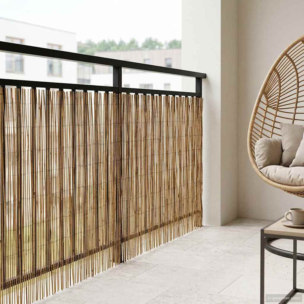 Recinzione per Giardino Carbonizzato in Giunco 300 x 90 cm