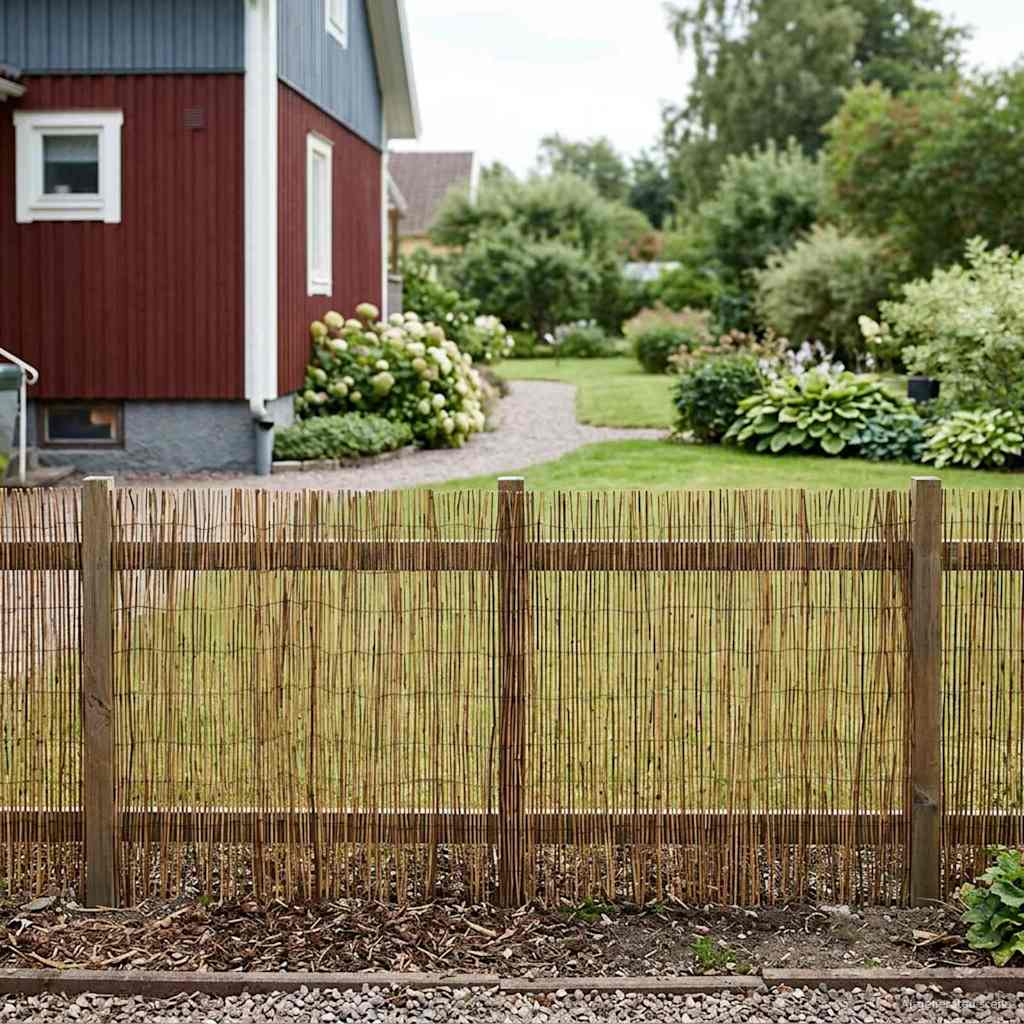 Recinzione per Giardino Carbonizzato 400 x 90 cm Giunco
