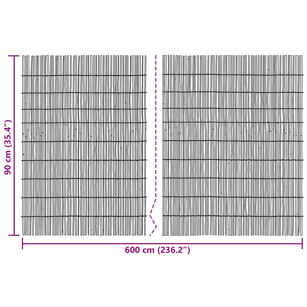 Recinzione per Giardino Carbonizzato in Giunco 600 x 90 cm