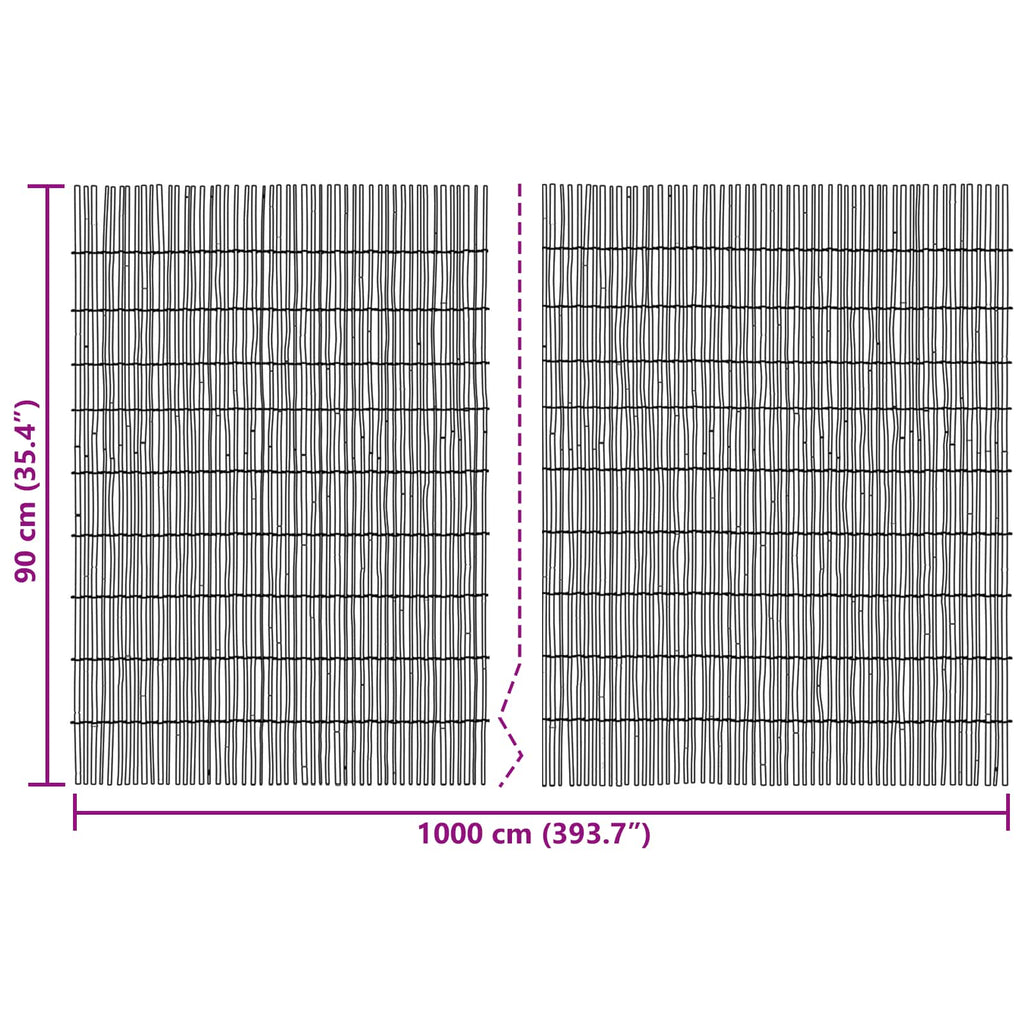Recinzione per Giardino Carbonizzato 1000 x 90 cm Giunco