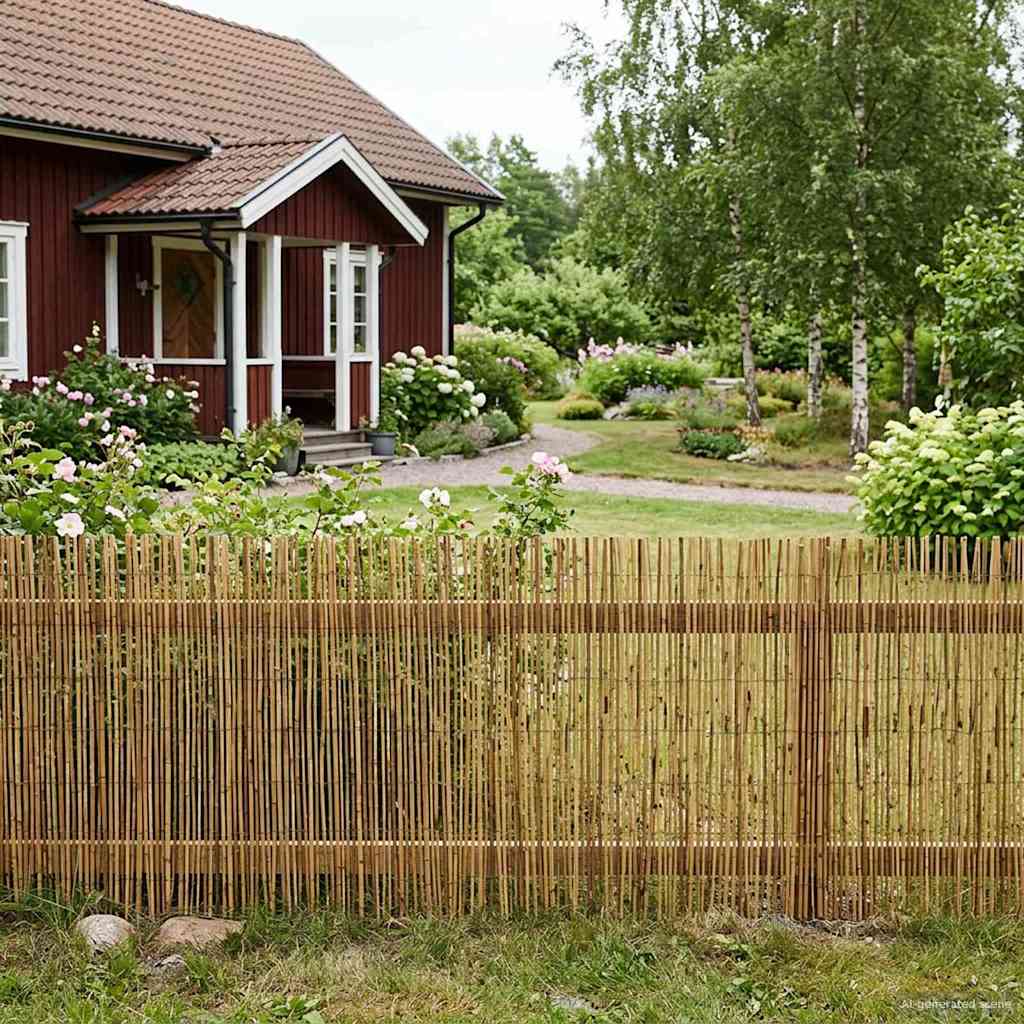 Recinzione per Giardino Carbonizzato in Giunco 300 x 80 cm