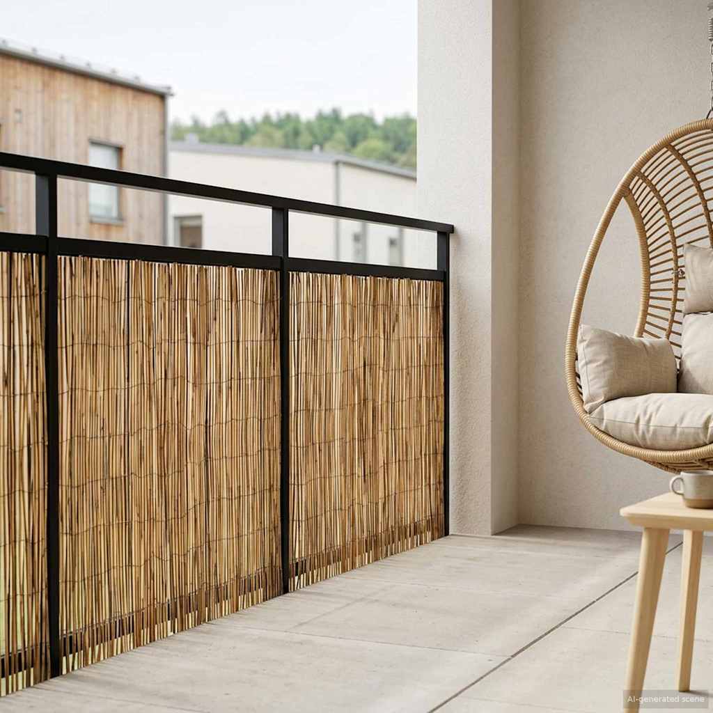 Recinzione per Giardino Carbonizzata 400 x 80 cm in Giunco