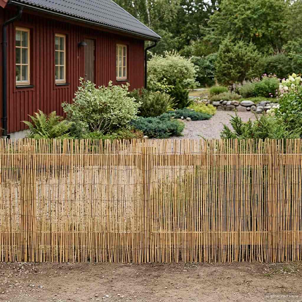 Recinzione per Giardino Carbonizzato 600 x 80 cm in Giunco
