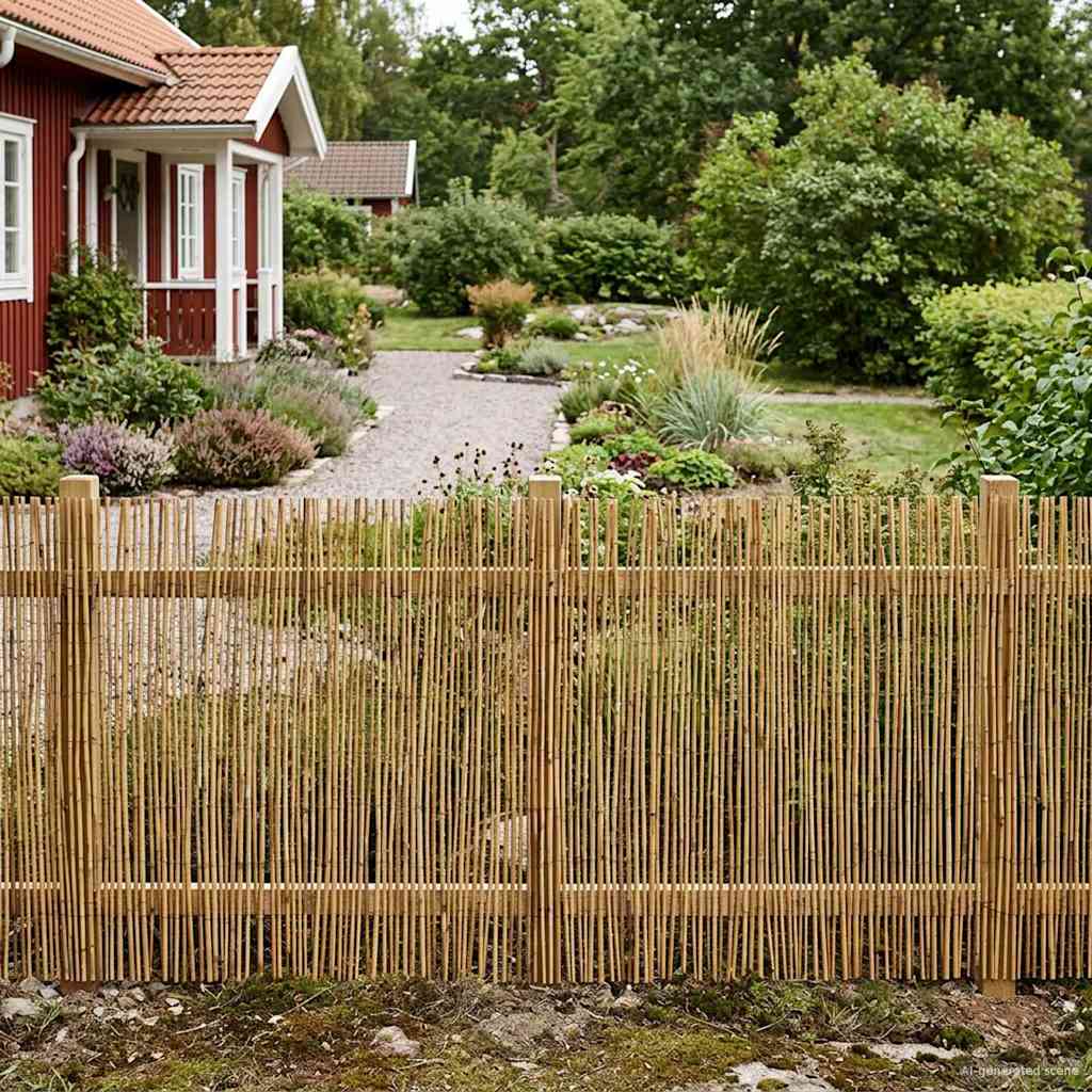 Recinzione per Giardino Carbonizzata in Giunco 1000 x 80 cm