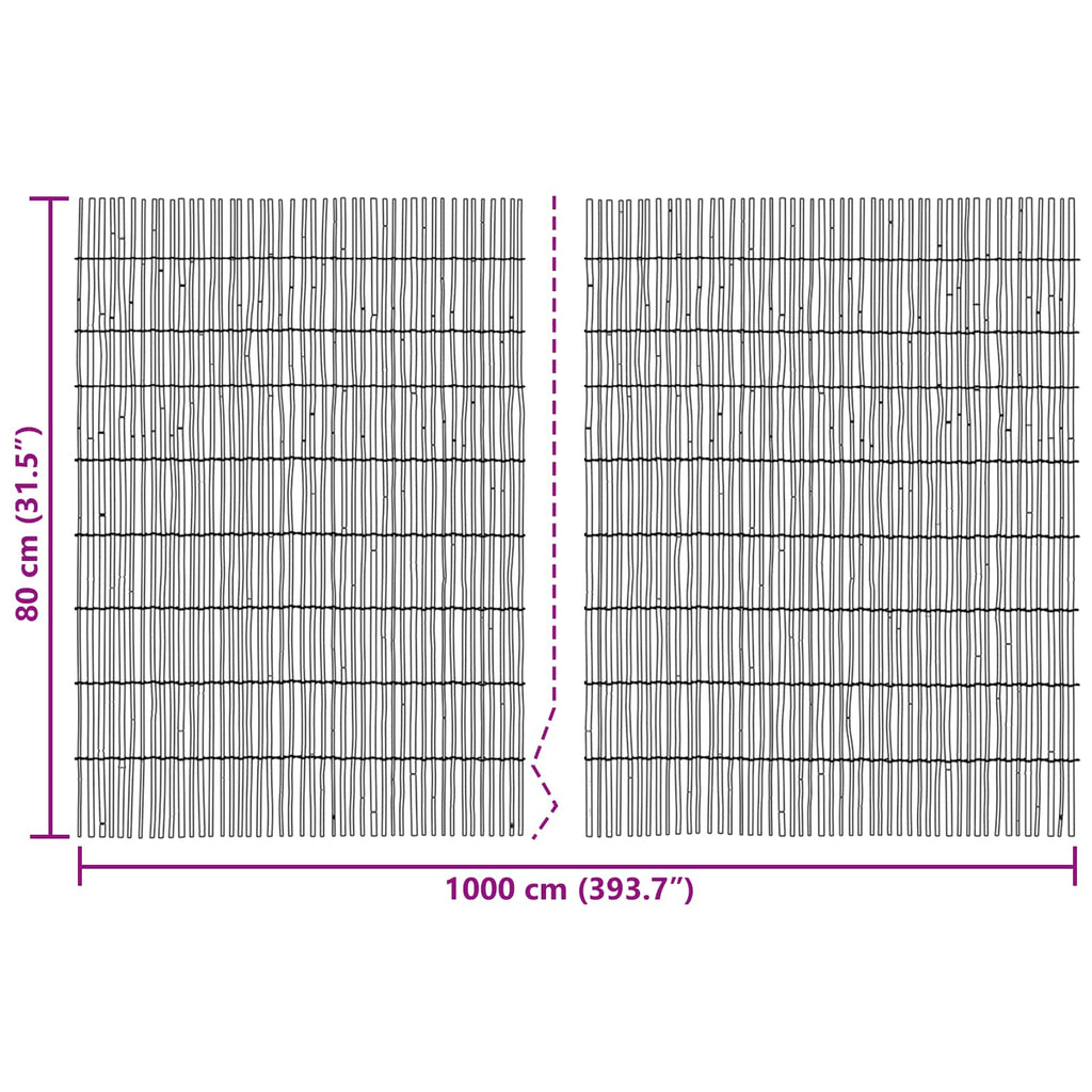Recinzione per Giardino Carbonizzata in Giunco 1000 x 80 cm