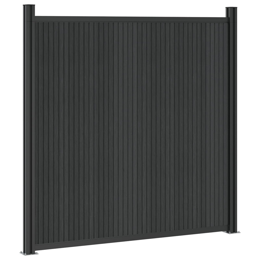 Pannello di Recinzione WPC e Alluminio Nero 180x186 cm