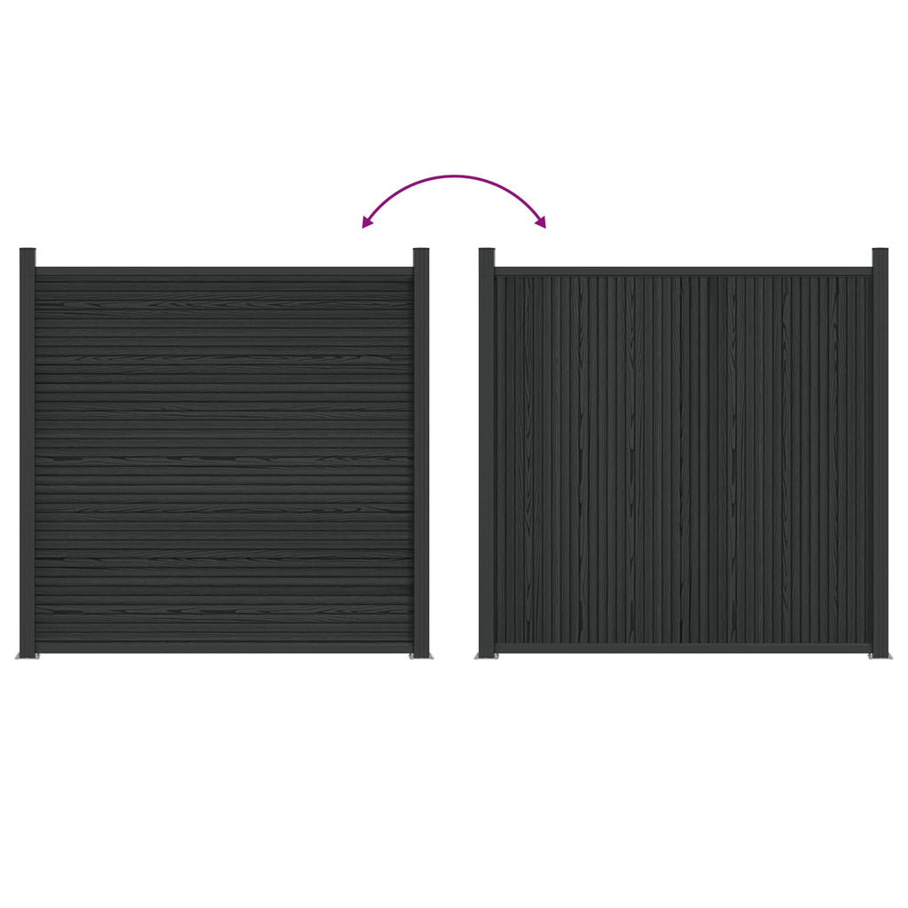 Pannello di Recinzione WPC e Alluminio Nero 180x186 cm