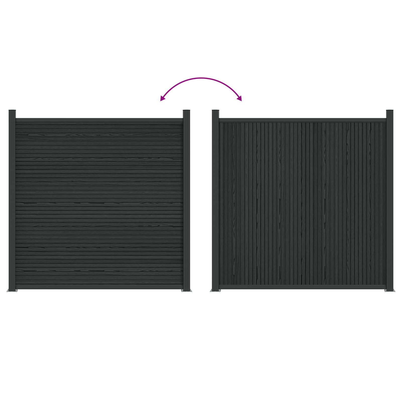 Pannello di Recinzione WPC e Alluminio Nero 180x186 cm