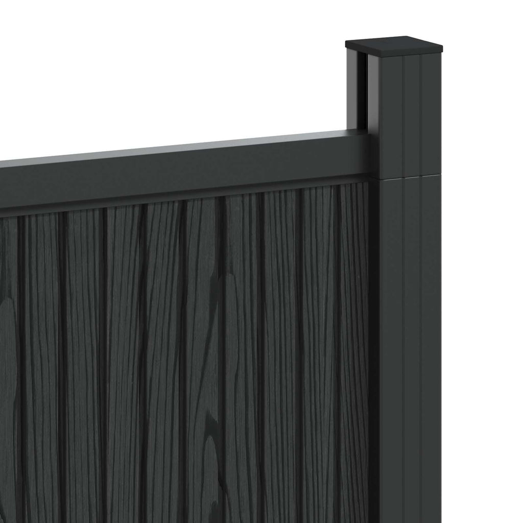 Pannello di Recinzione WPC e Alluminio Nero 173x186 cm