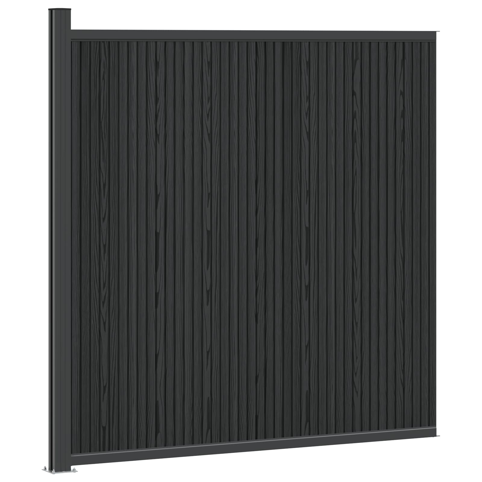 Pannello di Recinzione WPC e Alluminio Nero 173x186 cm