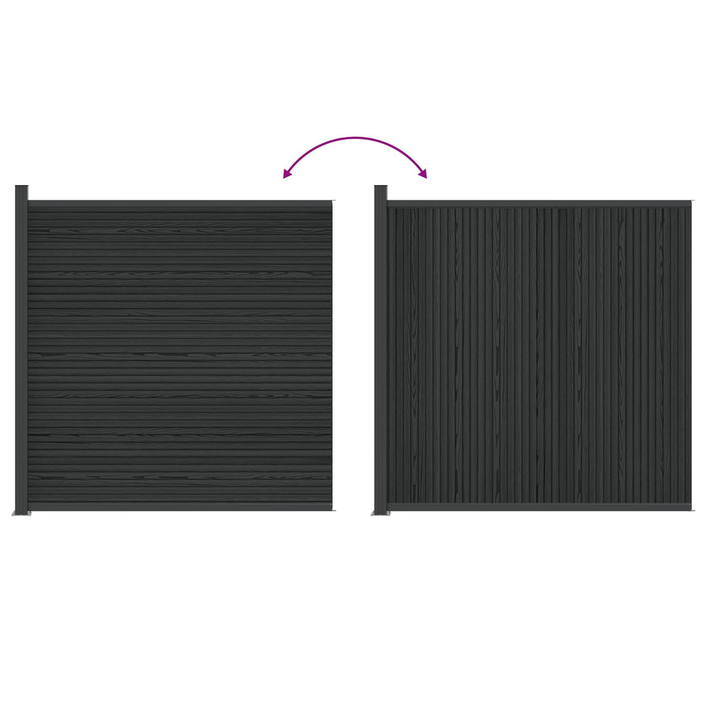 Pannello di Recinzione WPC e Alluminio Nero 173x186 cm