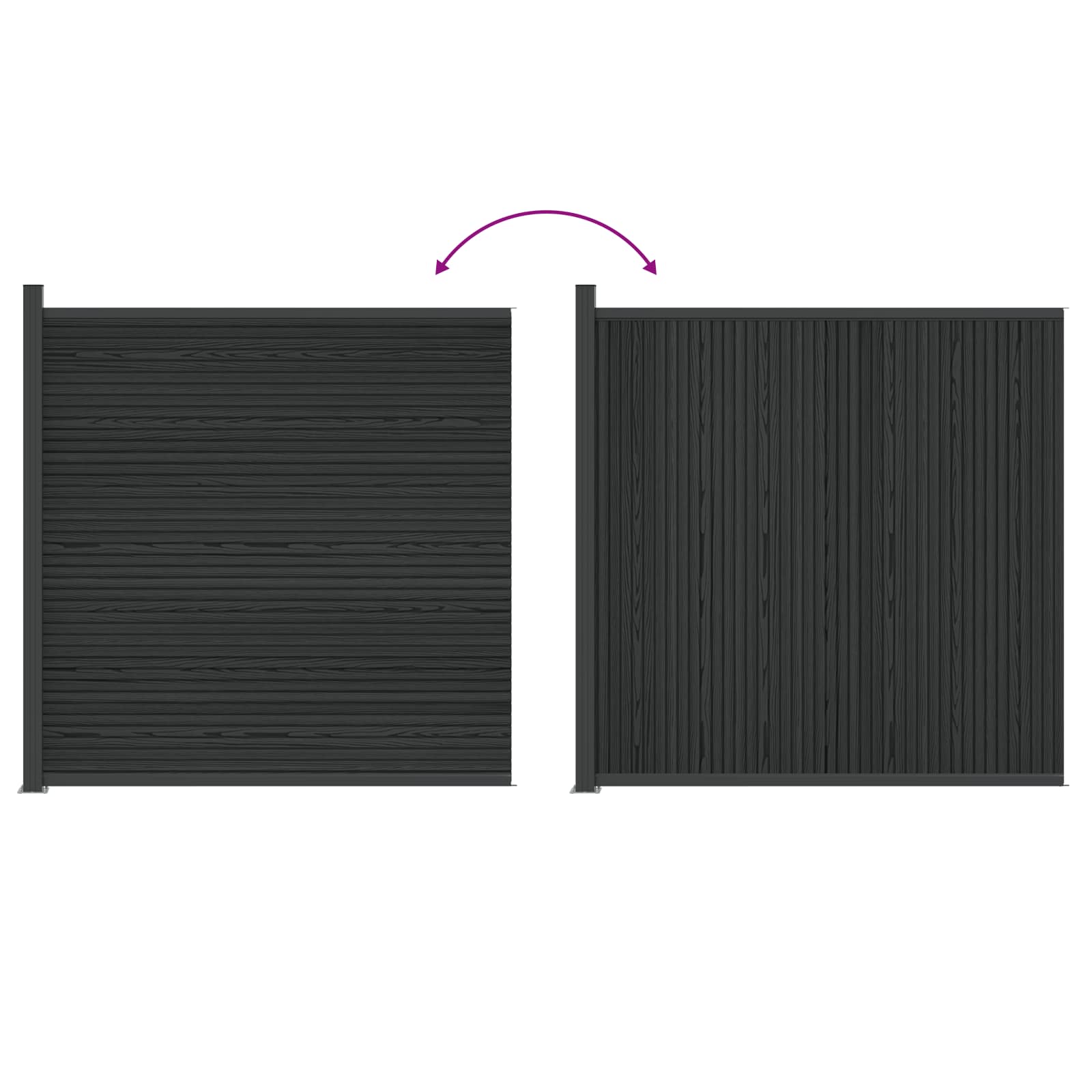 Pannello di Recinzione WPC e Alluminio Nero 173x186 cm