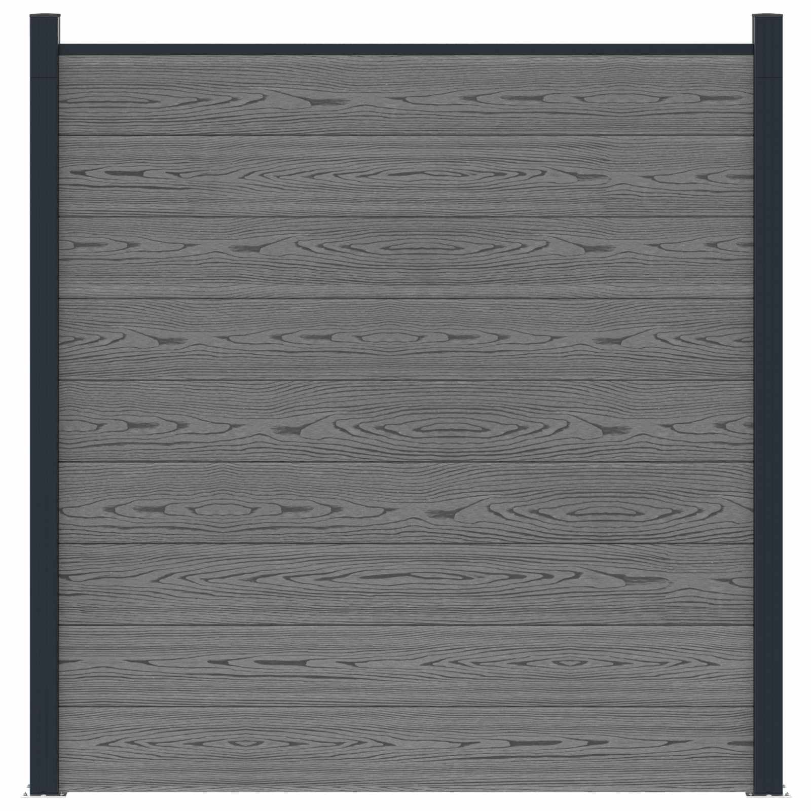 Pannello di Recinzione WPC e Alluminio Grigio 180x186 cm