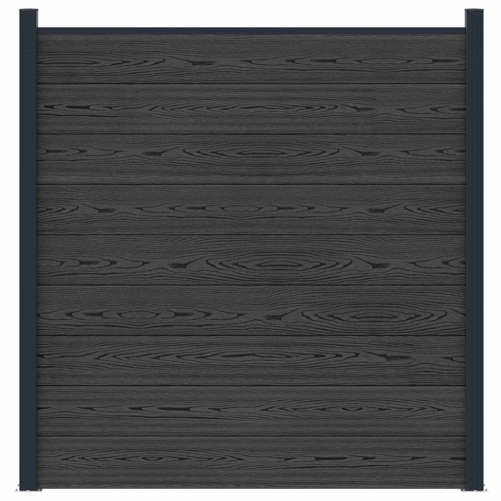 Pannello di Recinzione WPC e Alluminio Nero 180x186 cm