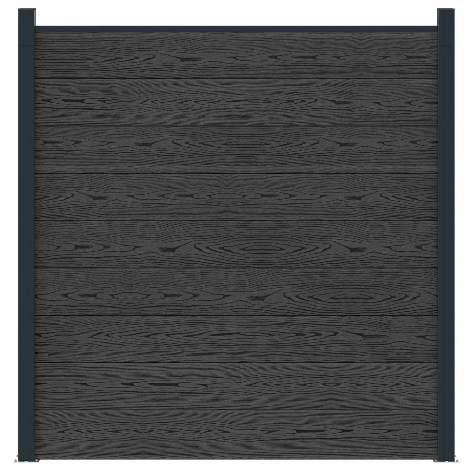 Pannello di Recinzione WPC e Alluminio Nero 180x186 cm
